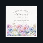 85th Birthday September Birth Flower Custom Napkin<br><div class="desc">Perfect table decor for an September birthday party. Aster is the birth flower for that month. It forms a pretty watercolor bottom border on this floral personalised napkin. The birthday guest of honour's name,  age and birthdate are placed above it using elegant calligraphy and typography. All text is editable.</div>