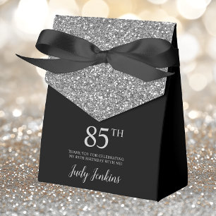 85th Birthday Silver Glitter Thank You Favour Box
