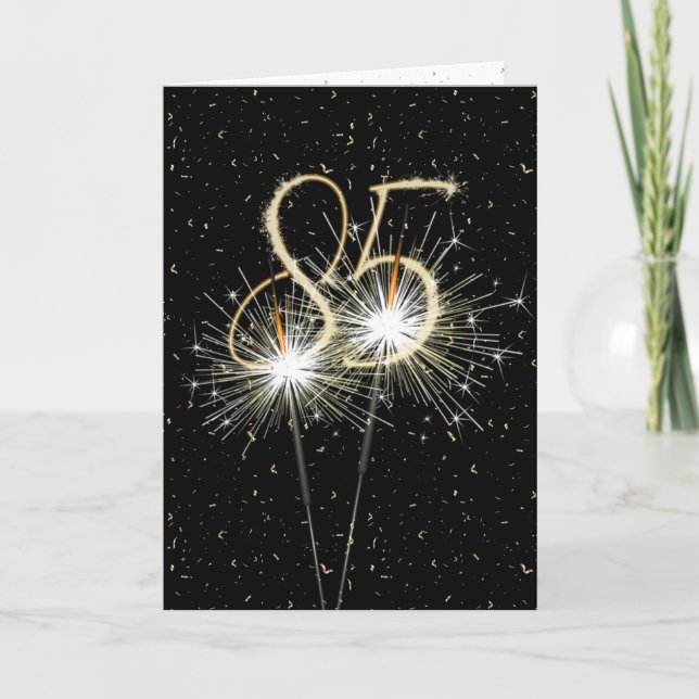 85th Birthday Sparkler on black Card (Front)