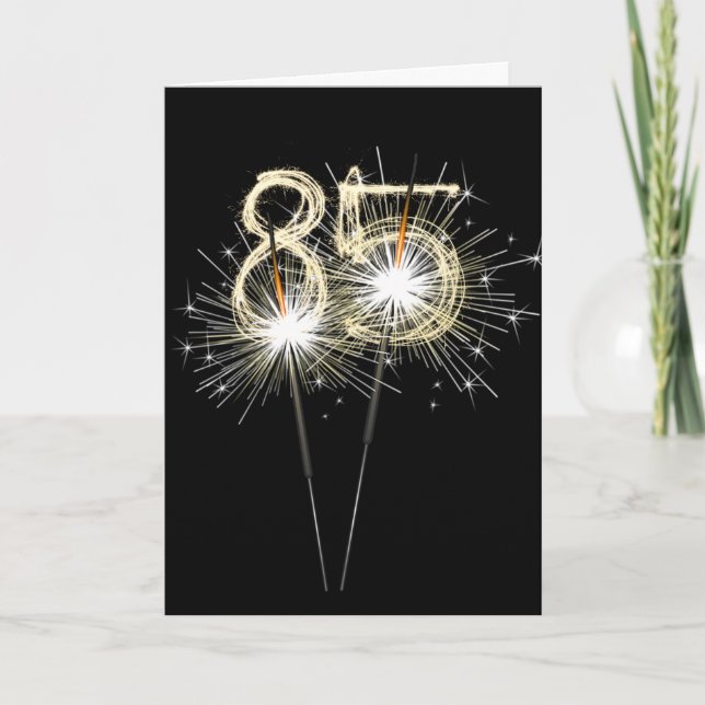 85th Birthday Sparklers on Black  Card (Front)