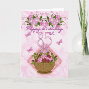 85th Birthday Special Lady, Roses And Flowers - 85 Card