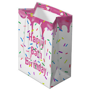 85th Birthday Sprinkles On Pink Icing Medium Gift Bag