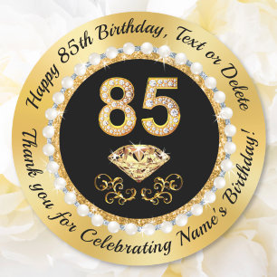 85th Birthday Stickers. 85th Birthday Supplies, Classic Round Sticker