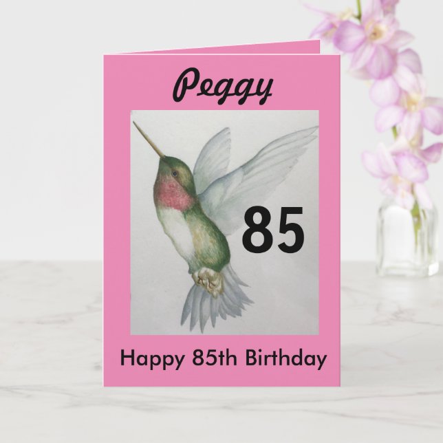 85th Birthday Sweet Pretty Hummingbird Card (Orchid)