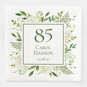 85th Birthday White Hydrangeas Napkin