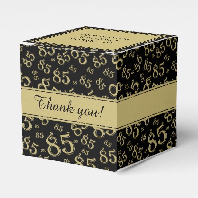 85th Black/Gold Random Number Pattern Favour Box (Front Side)