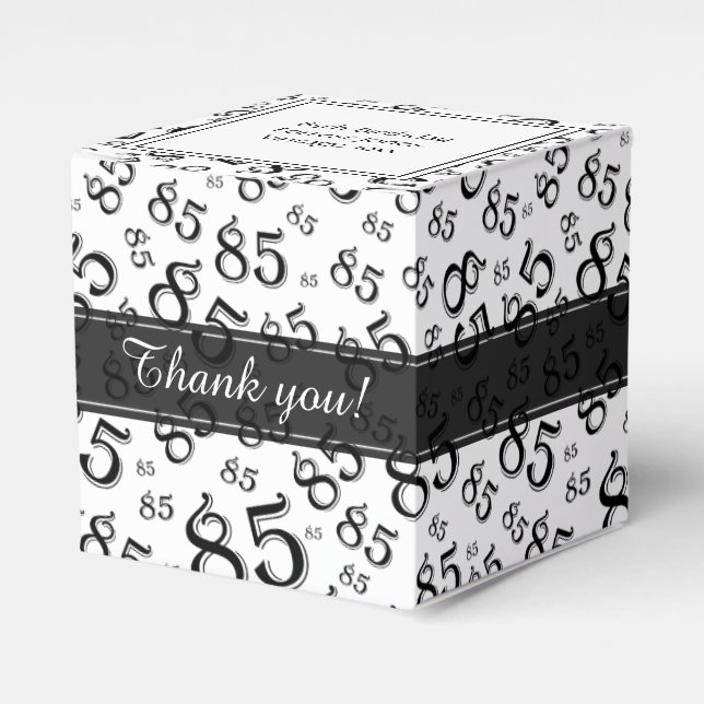85th Black/White Random Number Pattern Favour Box (Front Side)