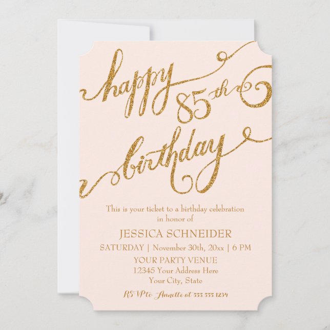 85th, Eighty Fifth Birthday Party Celebration Invitation (Front)
