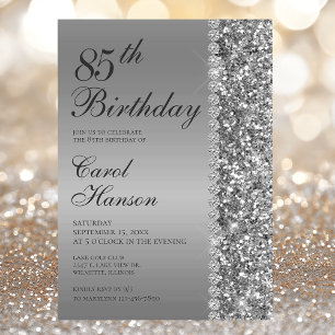 85th Elegant Silver Birthday Invitation