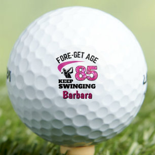 85th Golfer Gift for CoWorker Pink Keep Swinging Golf Balls