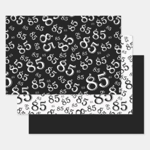 85th Milestone Birthday Black/White Number Pattern Wrapping Paper Sheet
