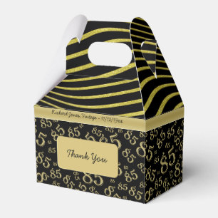 85th Party Black/Gold Random Number Pattern Favour Box