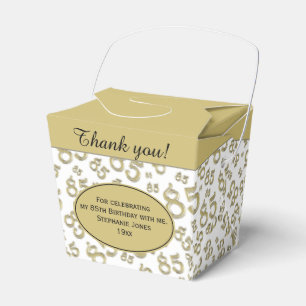 85th Party Gold/White Random Number Pattern Favour Box