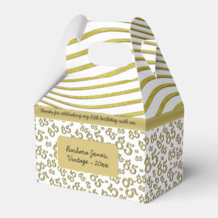 85th Party Gold/White Random Number Pattern Favour Box