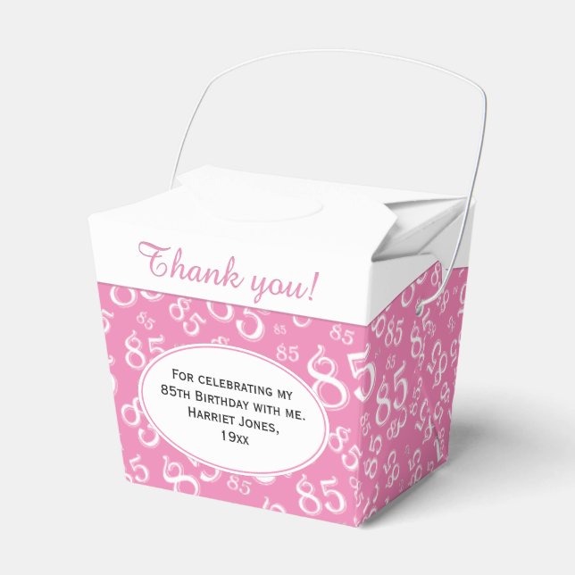 85th Party Pink/White Random Number Pattern Favour Box (Front Side)