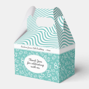 85th Party Teal/White Random Number Pattern Favour Box