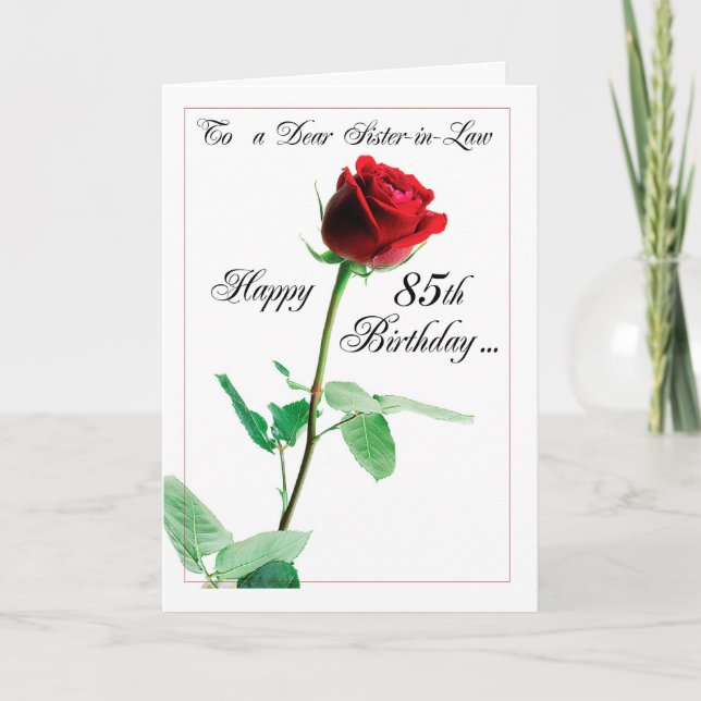 85th Sister-in-Law Birthday Red Rose Card (Front)