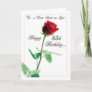 85th Sister-in-Law Birthday Red Rose Card