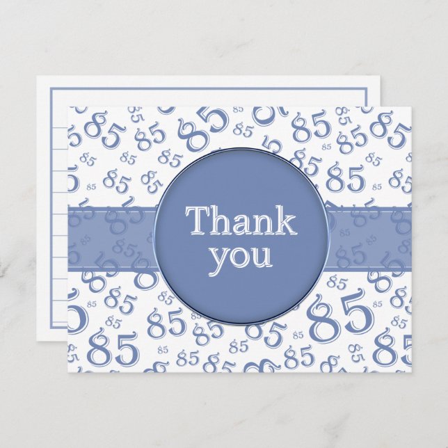 85th Thank You: Blue/White Number Pattern (Front/Back)