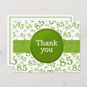 85th Thank You: Green/White Number Pattern