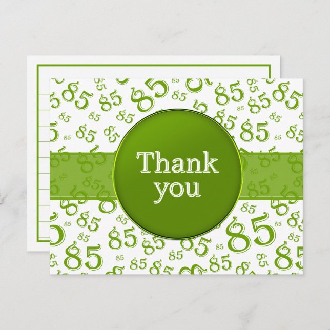85th Thank You: Green/White Number Pattern (Front/Back)