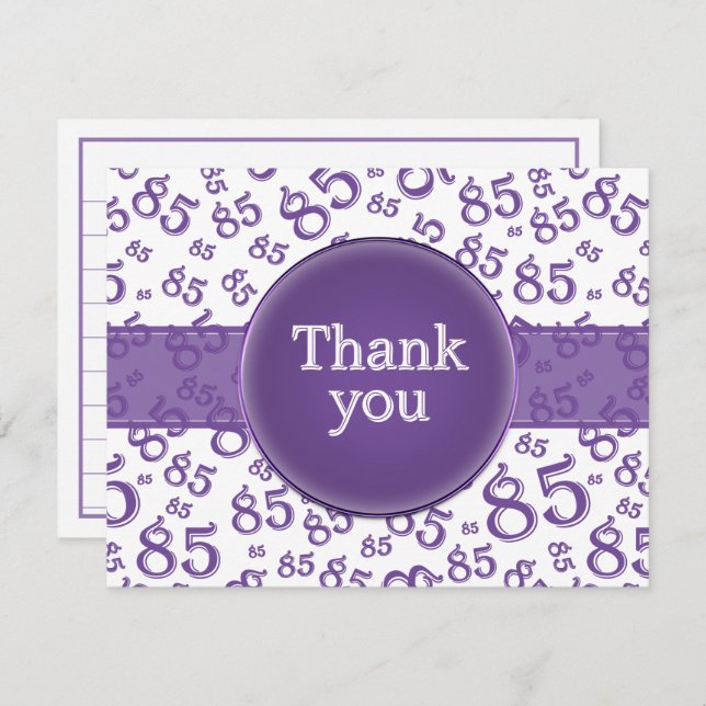 85th Thank You: Purple/White Number Pattern (Front/Back)