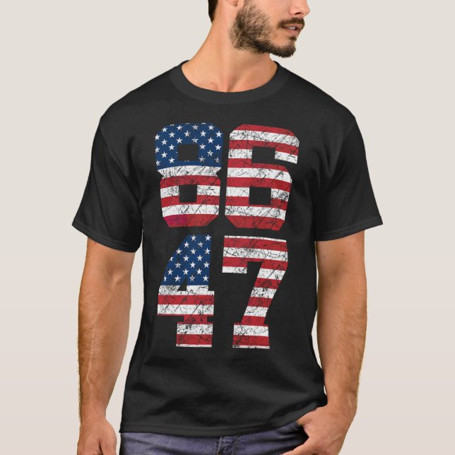 8647 Anti Trump 86 47 Retro Anti-trump Us Flag Pre T-Shirt (Front)