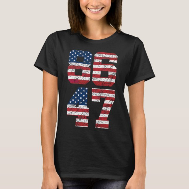 8647 Anti Trump 86 47 Retro Anti-trump Us Flag Pre T-Shirt (Front)