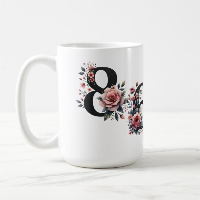 8647 ANTI TRUMP BLACK LETTERING & PINK FLOWERS COFFEE MUG (Left)