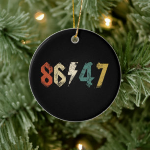 8647 Anti Trump Retro Vintage 80s Rock Style Ceramic Tree Decoration
