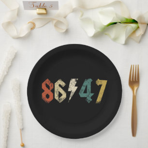 8647 Anti Trump Retro Vintage 80s Rock Style Paper Plate