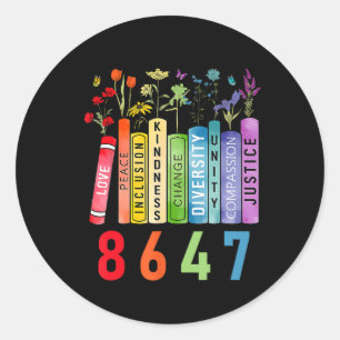 8647 Equal Rights Book Flower Trump Women Rights F Classic Round Sticker