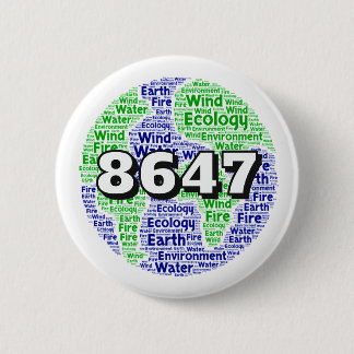 8647 Planet Earth Ecology Word Art 6 Cm Round Badge