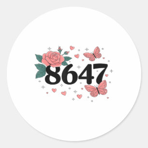 8647 Retro 86 47 Anti-trump Flower Art President Classic Round Sticker