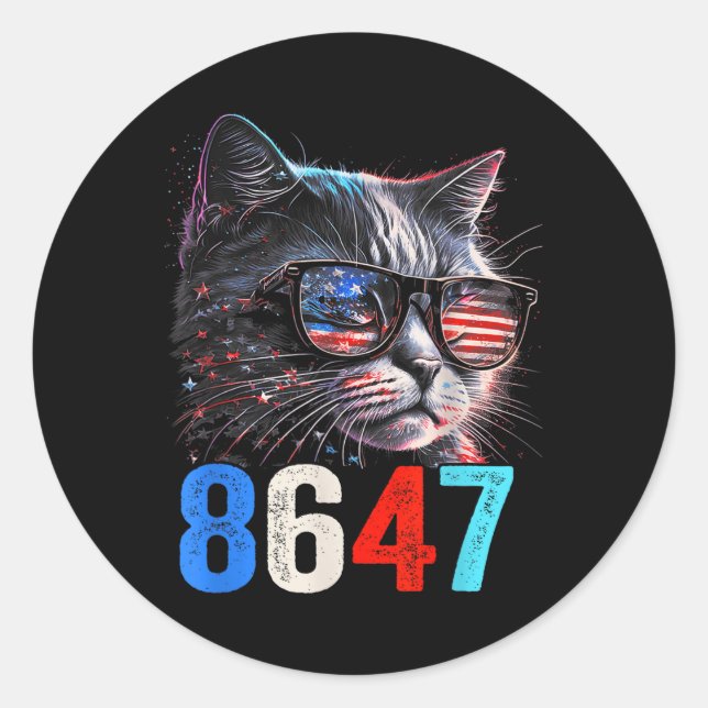 8647 Retro 86 47 Cat Lovers  Classic Round Sticker (Front)