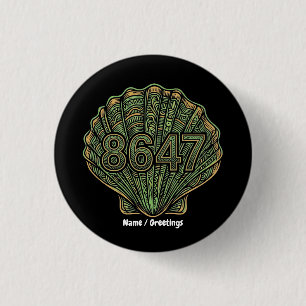 8647 Seashell Linocut Eighty-Six Forty-Seven 3 Cm Round Badge