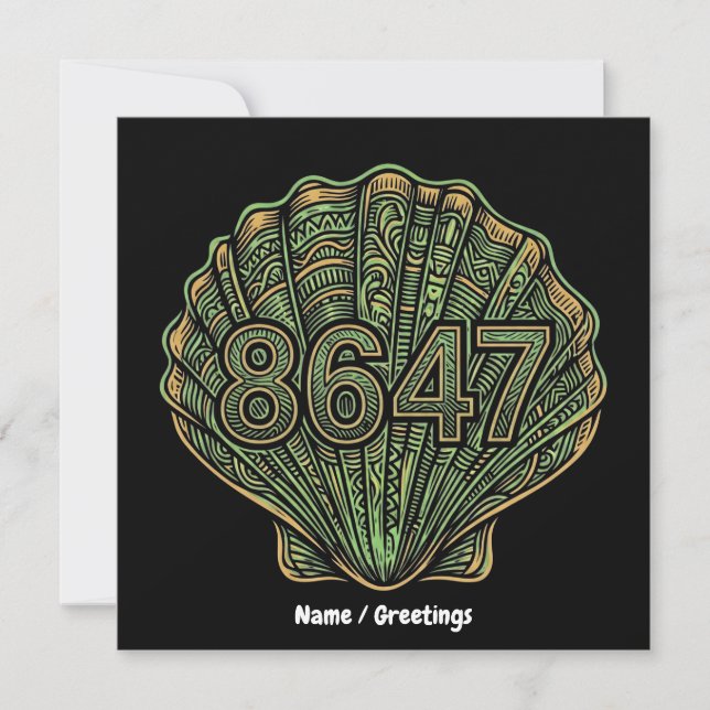 8647 Seashell Linocut Eighty-Six Forty-Seven  Invitation (Front)