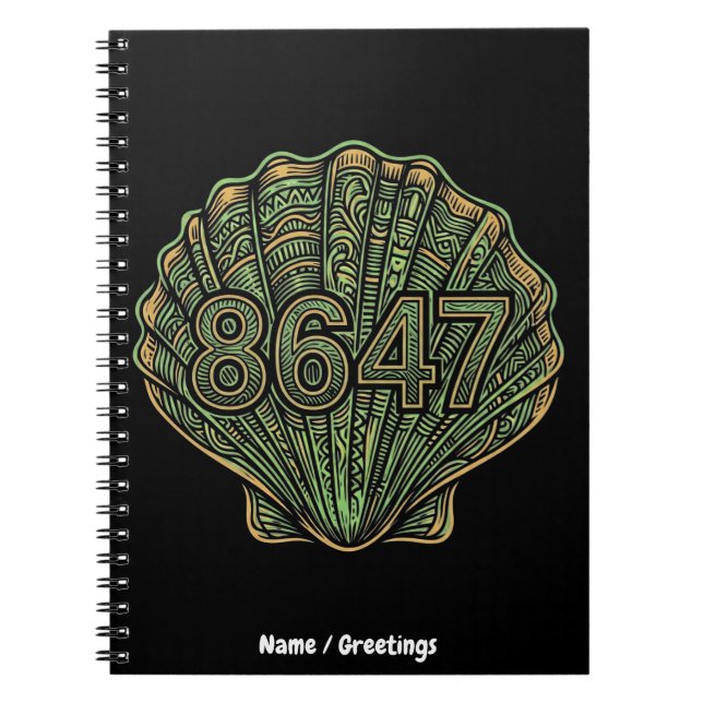 8647 Seashell Linocut Eighty-Six Forty-Seven  Notebook (Front)