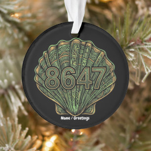 8647 Seashell Linocut Eighty-Six Forty-Seven Ornament