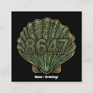 8647 Seashell Linocut Eighty-Six Forty-Seven  Square Business Card