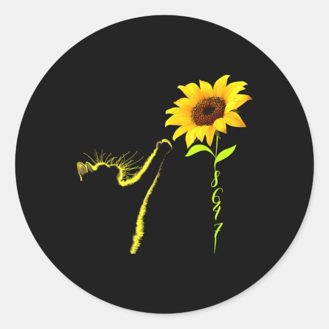 8647 Subtle Anti Trump 86 47 Cat Sunflower  Classic Round Sticker (Front)