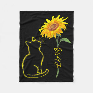 8647 Subtle Anti Trump 86 47 Cat Sunflower Floral  Fleece Blanket