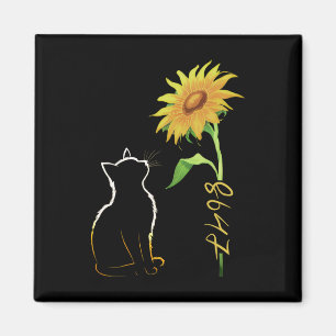 8647 Subtle Anti Trump 86 47 Cat Sunflower Floral  Magnet