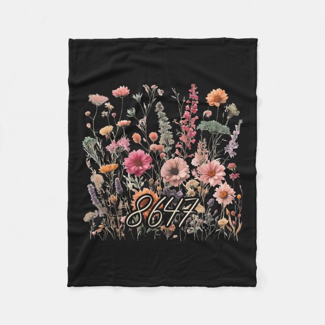 8647 Subtle Anti Trump 86 47 Floral Boho Style _1  Fleece Blanket (Front)