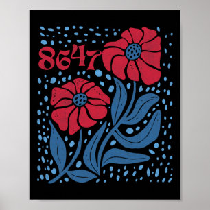8647 Subtle Anti Trump 86 47 Floral Boho Style 4  Poster