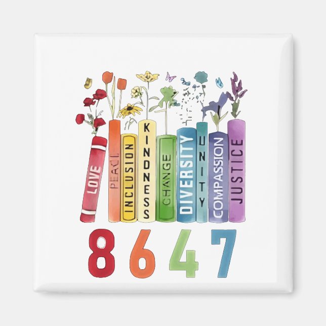 8647 Subtle Anti Trump Anti MAGA 86 47 Floral LGBT Magnet (Front)