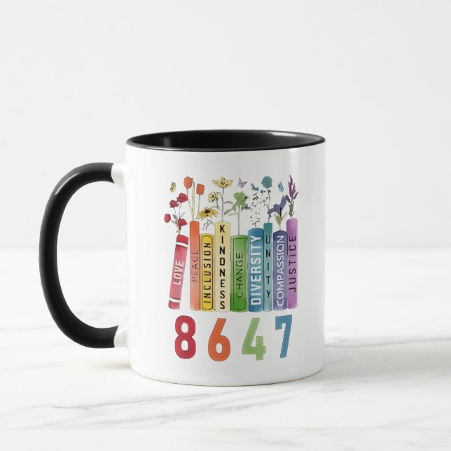 8647 Subtle Anti Trump Anti MAGA 86 47 Floral LGBT Mug (Left)