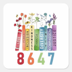 8647 Subtle Anti Trump Anti MAGA 86 47 Floral LGBT Square Sticker