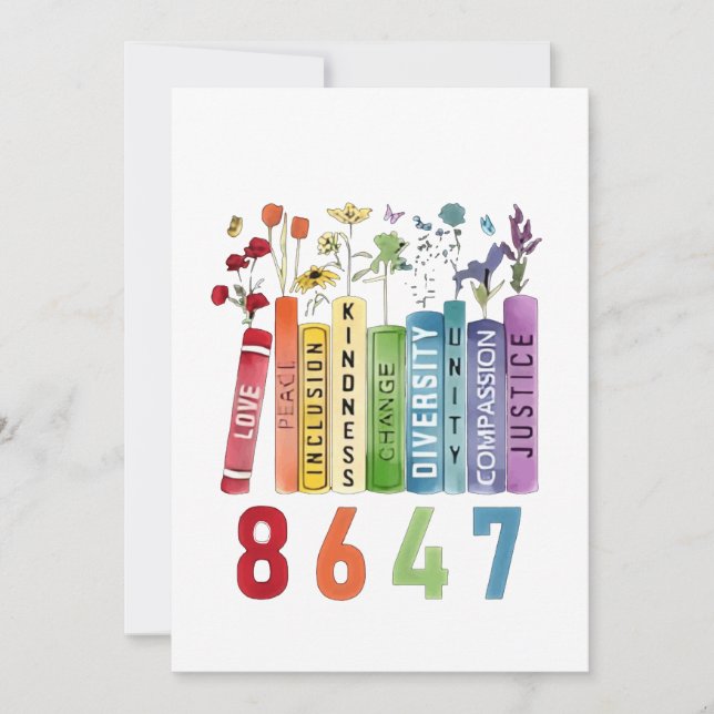8647 Subtle Anti Trump Anti MAGA 86 47 Floral LGBT Thank You Card (Front)