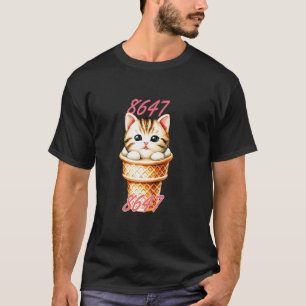 8647 Subtle Floral Retro 86 47 Cat Ice Cream 4th O T-Shirt
